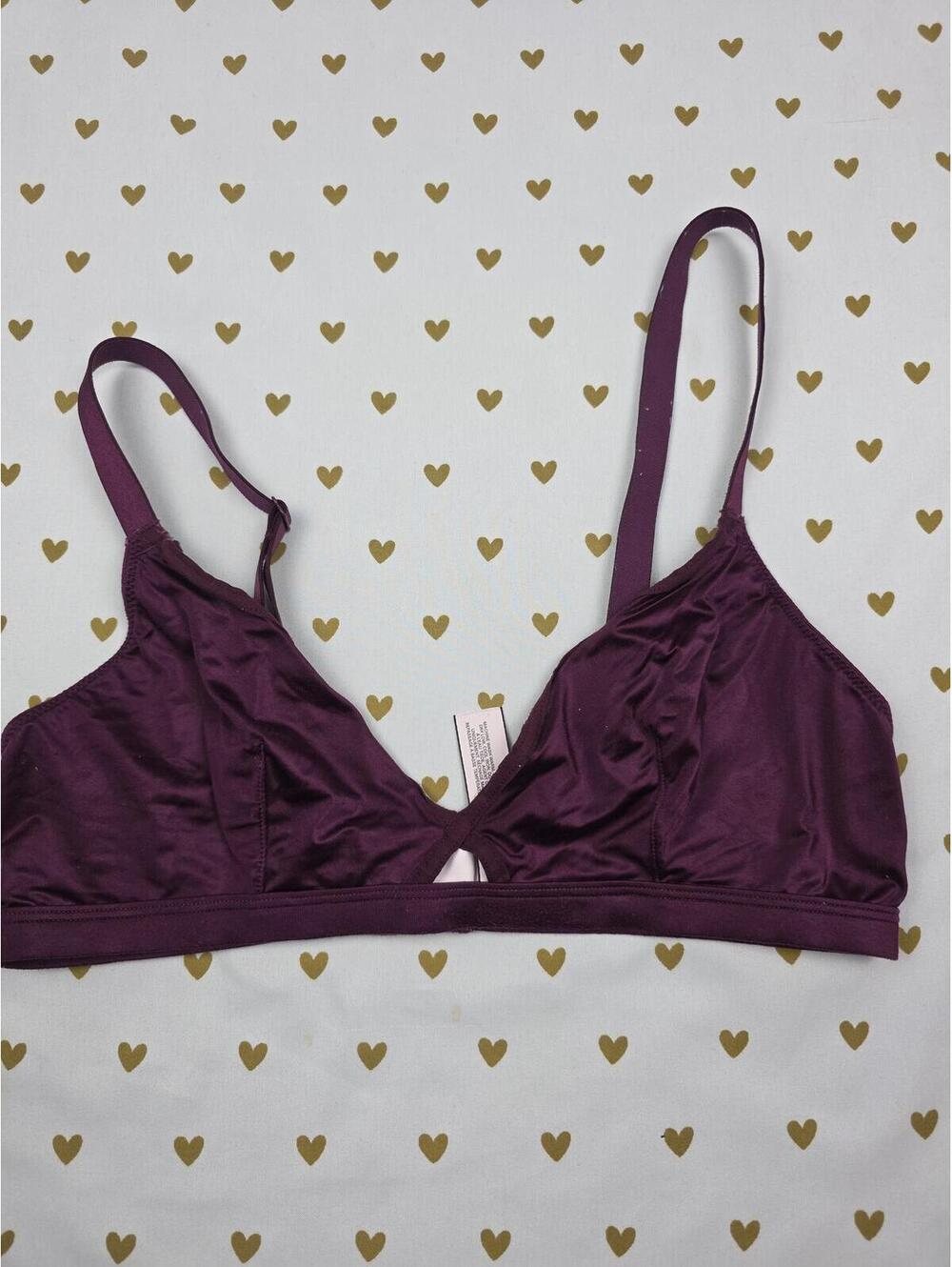 Victorias Secret Maroon Satin Small Bralette Bra Top Tank